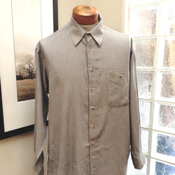 ARROW Men's Shirt Size 17 34/35 100% Cotton Long Sleeve Gray - Picture 1 of 2